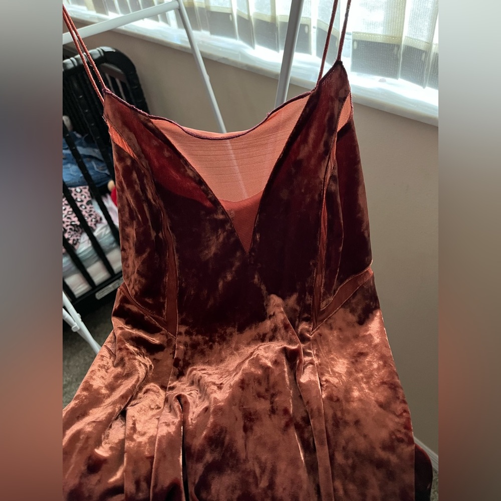 Free people long velvet slit dress
